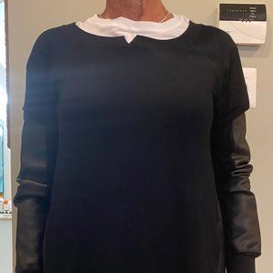 Michael Stars Rayon Leather Trimmed Sweater